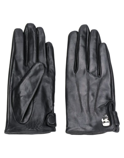 pin-embellished pebbled gloves