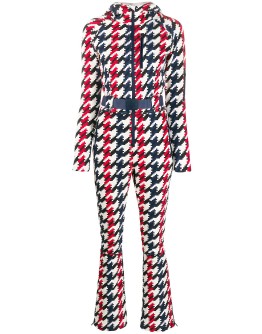 houndstooth hooded jumpsuit