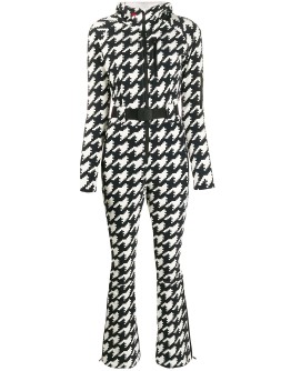 houndstooth hooded jumpsuit