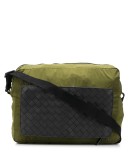 intrecciato weave pocket messenger bag