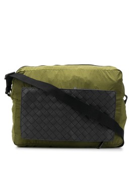 intrecciato weave pocket messenger bag