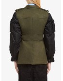 contrast-sleeve belted coat