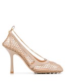 chain-embelished mesh pumps
