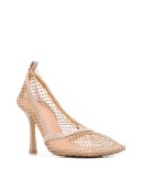 chain-embelished mesh pumps