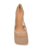 chain-embelished mesh pumps
