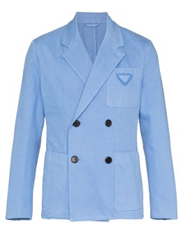 denim double-breasted blazer 