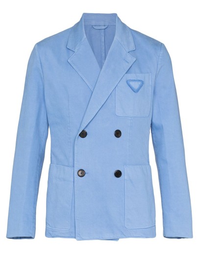denim double-breasted blazer 