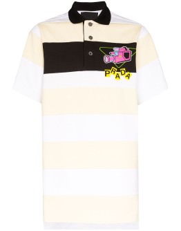 Striped camera logo polo shirt 