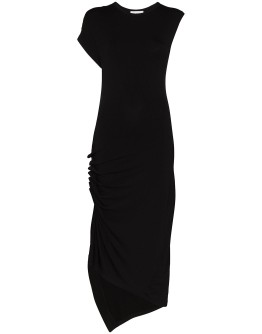 asymmetric gathered midi dress