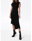 asymmetric gathered midi dress