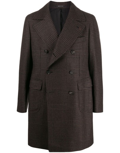 plaid double-breasted coat