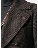 plaid double-breasted coat