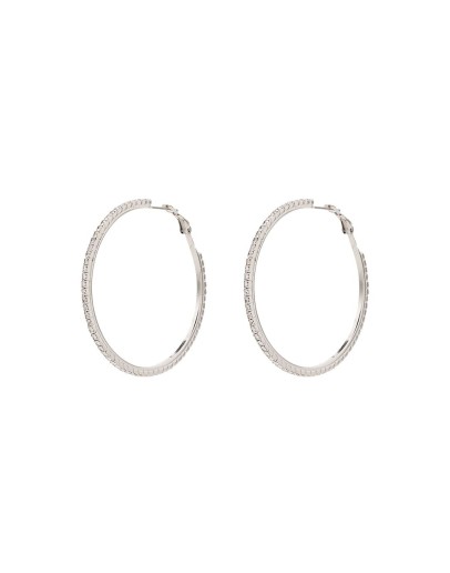 silver-tone crystal hoop earrings