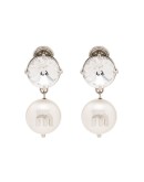 silver-tone crystal and pearl earrings 