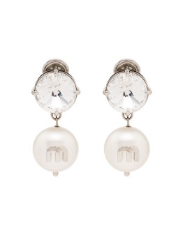 silver-tone crystal and pearl earrings 