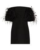 feather embroidered mini dress