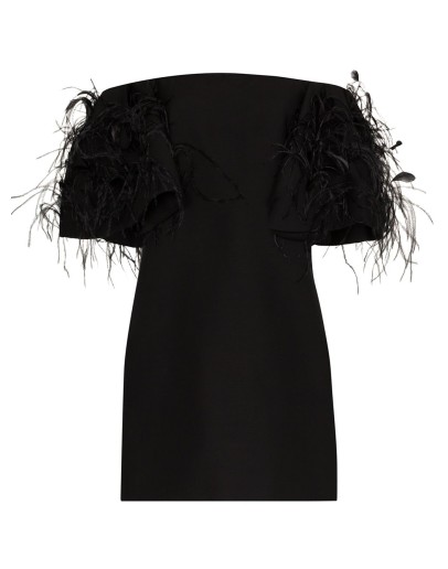 feather embroidered mini dress
