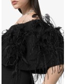 feather embroidered mini dress