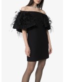 feather embroidered mini dress