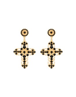 crystal-embellished cross earrings