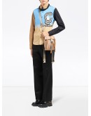 leather-trimmed shoulder bag