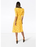 crocheted lace-panelled floral-print midi dress