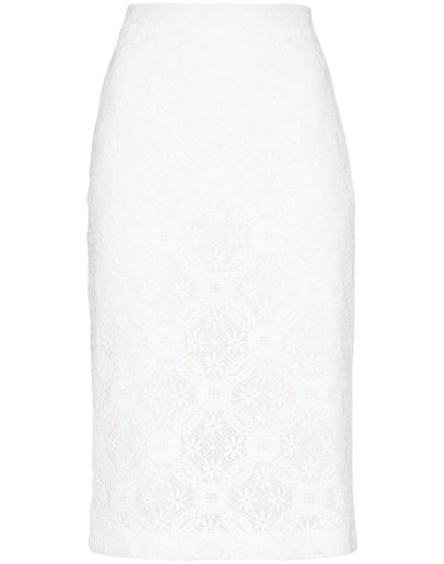 high-waist lace pencil skirt