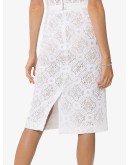 high-waist lace pencil skirt