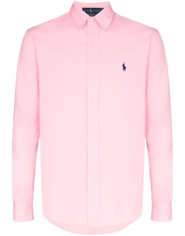 logo-embroidered button-down cotton shirt