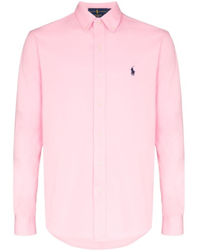 logo-embroidered button-down cotton shirt