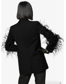 feather-sleeve blazer jacket