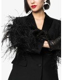 feather-sleeve blazer jacket