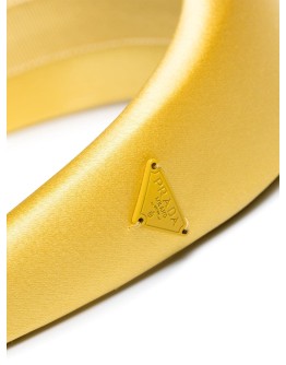 logo-appliqued satin headband