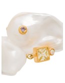 18K gold-plated gemstone and pearl drop earrings
