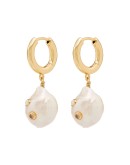 Gertrude pearl opal hoop earrings