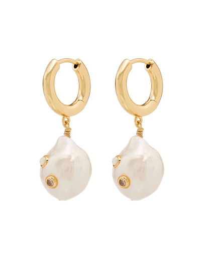 Gertrude pearl opal hoop earrings