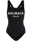 logo print cross-back swimsuit