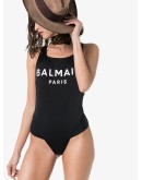 logo print cross-back swimsuit