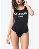 logo print cross-back swimsuit