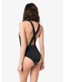 logo print cross-back swimsuit