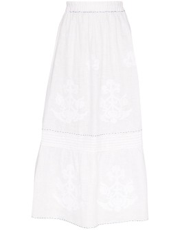 Daisy embroidered midi skirt