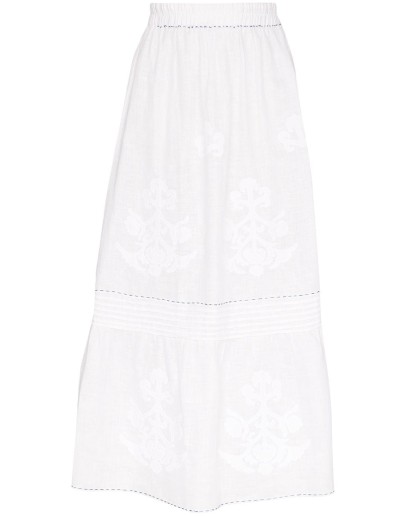 Daisy embroidered midi skirt
