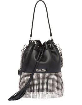 embellished fringed bucket bag