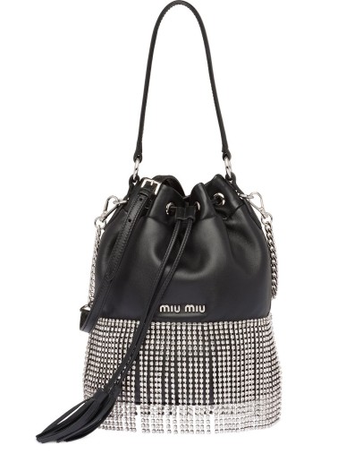 embellished fringed bucket bag