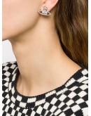 rhinestone-embellished logo earrings