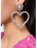 crystal-embellished heart drop earrings