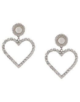 crystal-embellished heart drop earrings