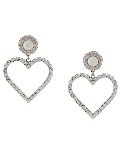 crystal-embellished heart drop earrings
