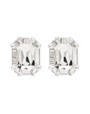 square crystal clip earrings