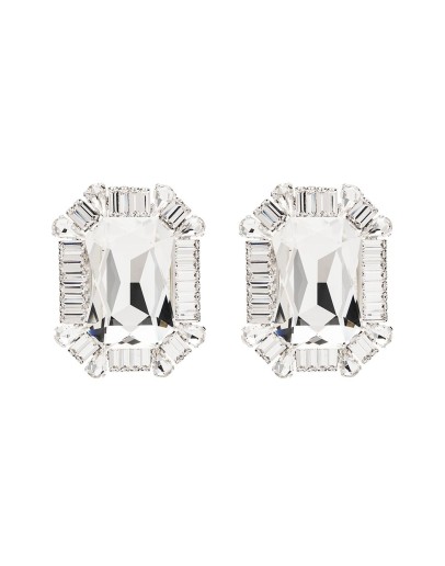square crystal clip earrings
